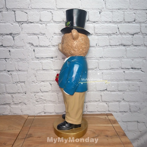 Ralph Lauren Inspired Teddy Bear Figurine with Top Hat - Picture 6 of 6